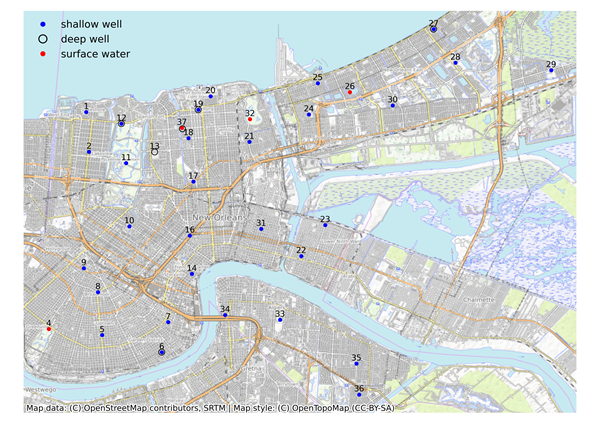 This is a map of the city-wide groundwater monitoring network.