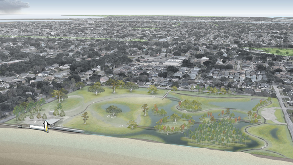 This is a visualization of a constructed Mirabeau Water Gardens, courtesy of Waggonner & Ball.