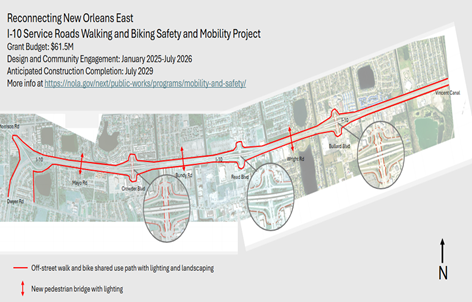 Map of Reconnecting New Orleans East Project 