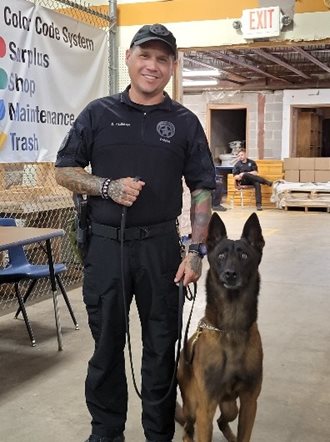 nopd officer with police dog from k9 unit