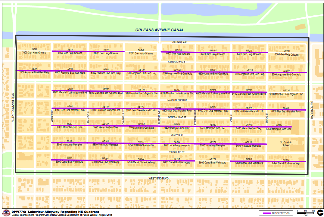 Map of Lakeview Alleyway Regrading Northeast Quadrant
