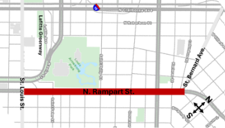 Map of N. Rampart Street Streetscape Improvement Project