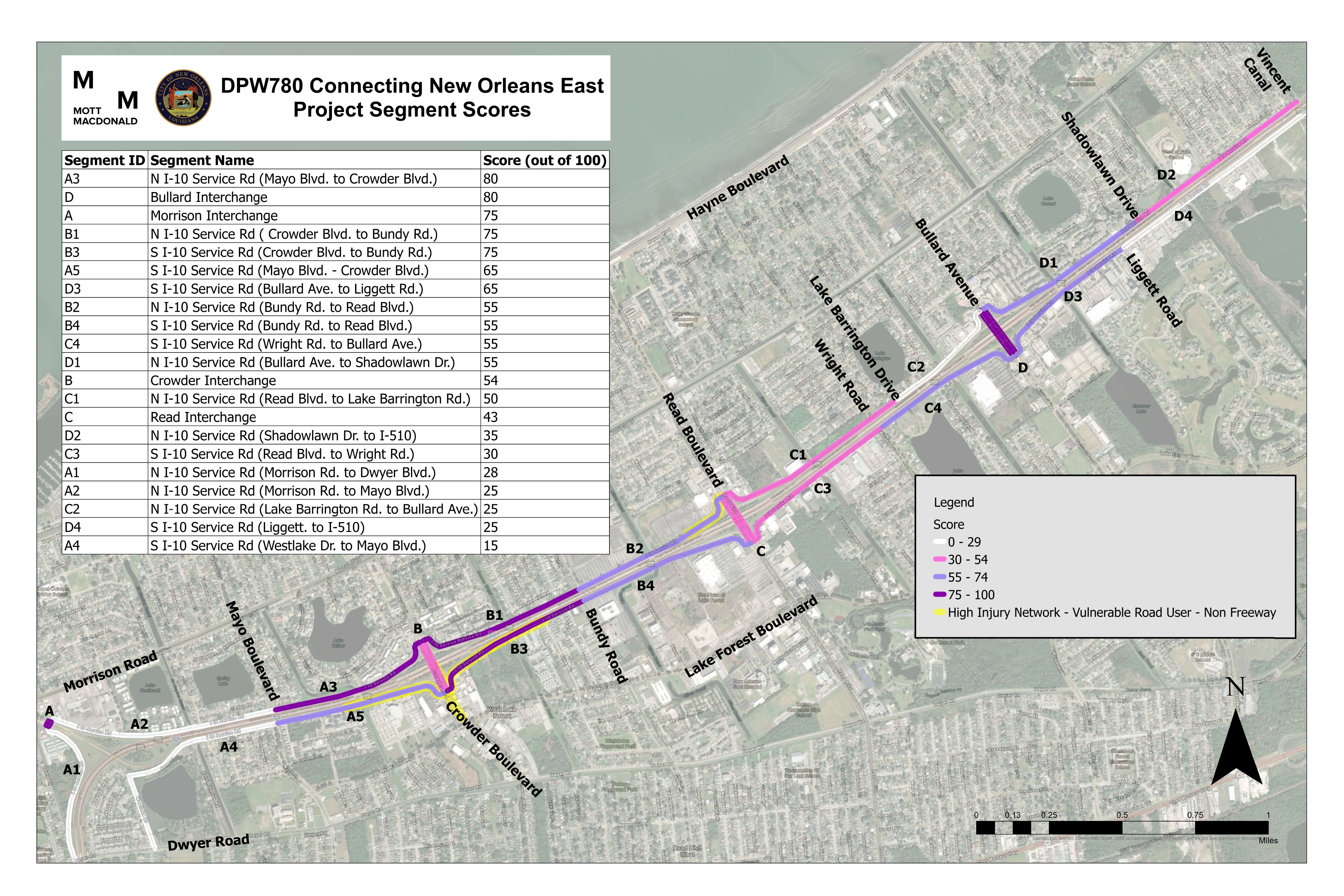 Map of Connecting New Orleans East Project 