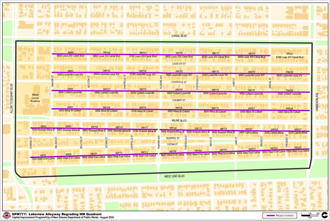 Map of Lakeview Alleyway Regrading Northwest Quadrant