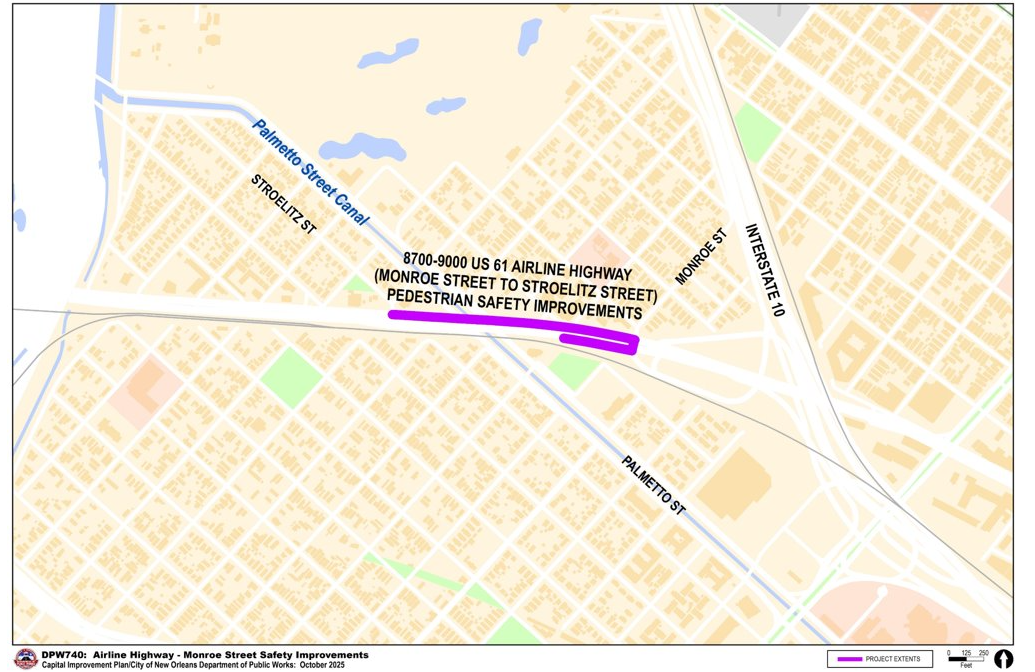 Map of Airline Highway - Monroe Street Safety Improvements