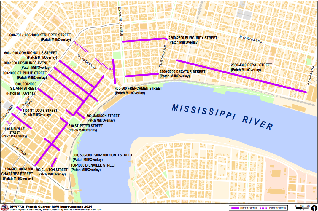 Map of DPW773 2024 Right of Way (ROW) Phase 2 Improvements