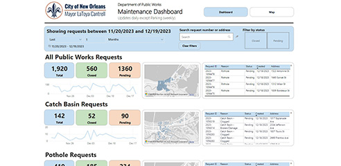 Screenshot of DPW Maintenance Dashboard
