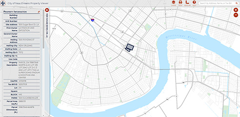 Screenshot of Property Viewer showing the Zoning and Future Land Use information of a property in Gentilly