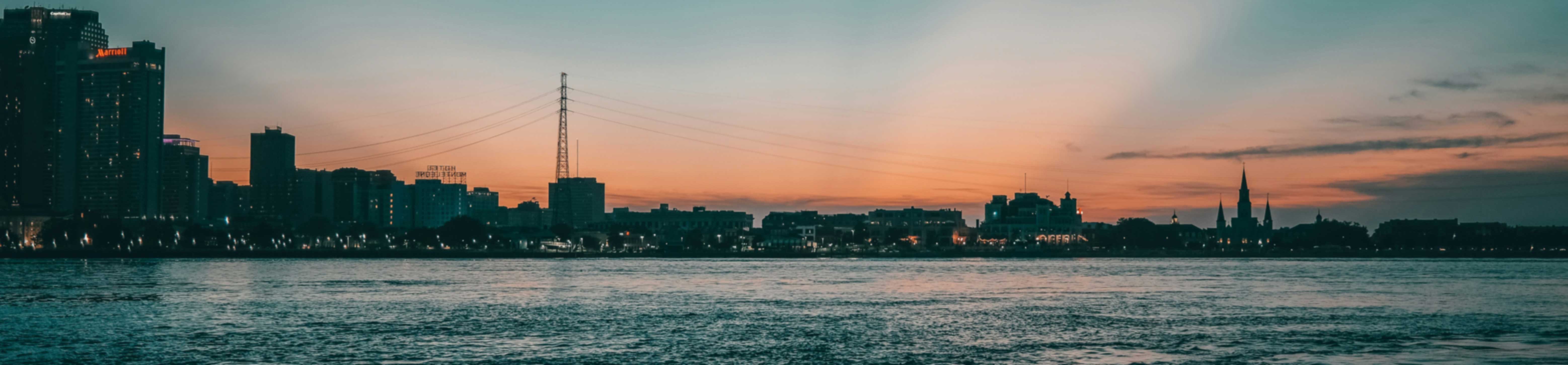 New Orleans on the Mississippi River at Dusk